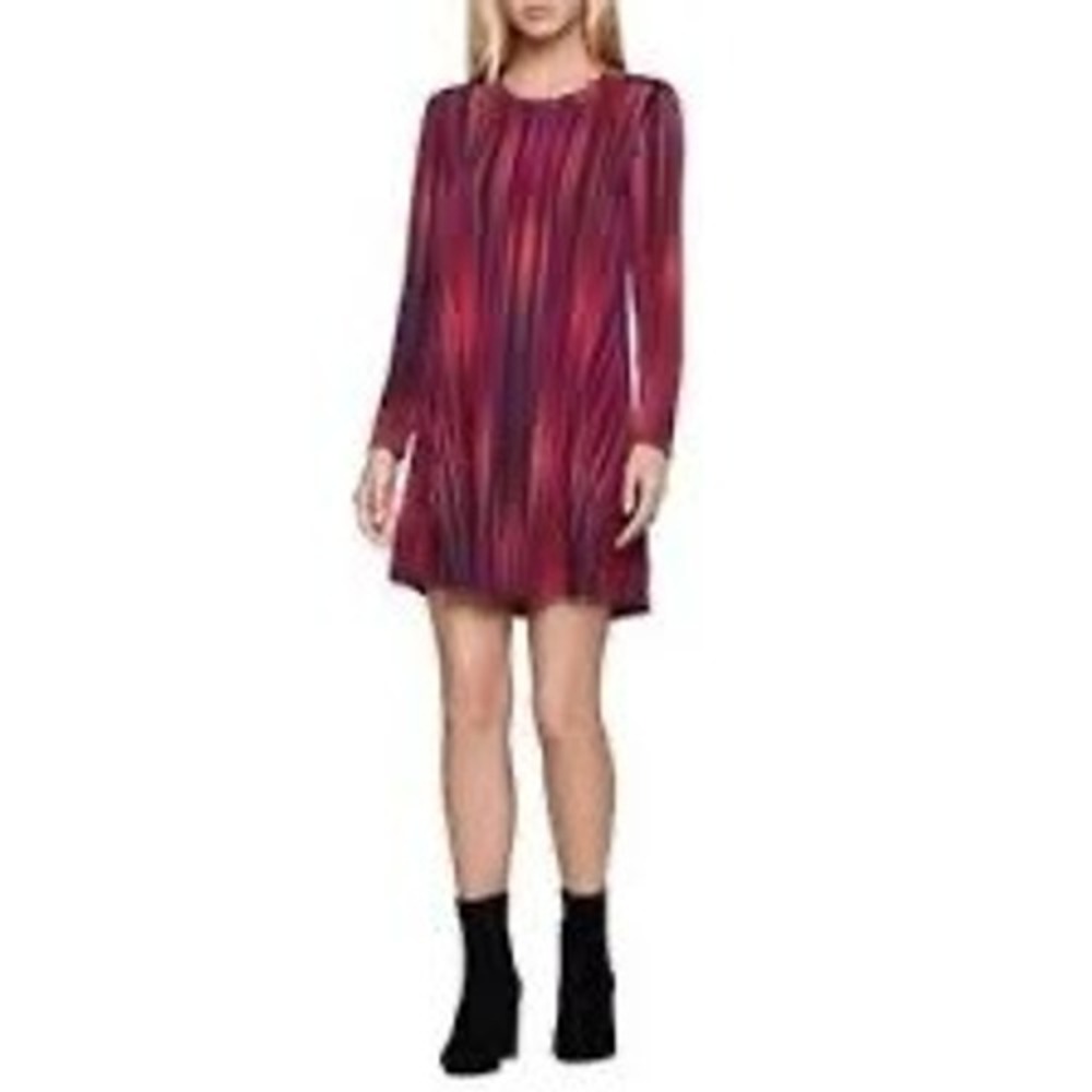 BCBGeneration Vertical Stripe Mock Neck Tunic Dress Long Sleeve - Size M